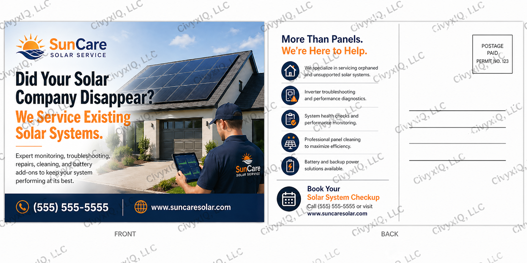 Orphan Solar postcard template — Did Your Solar Company Disappear?