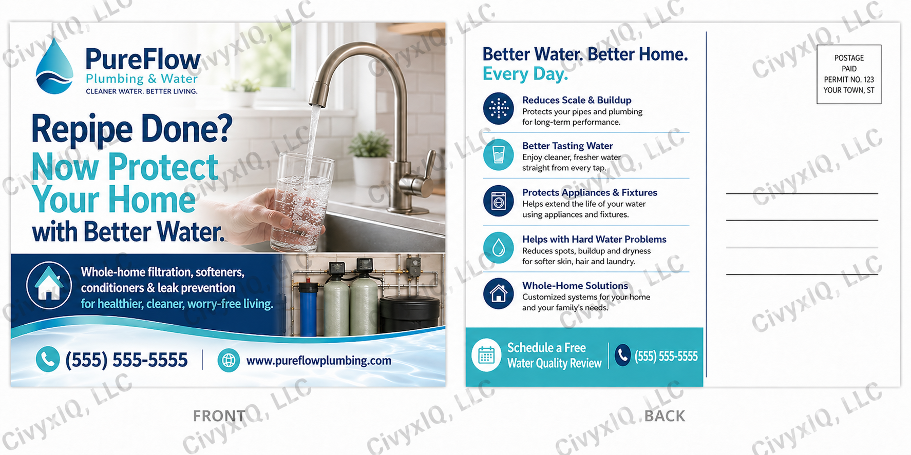 Water Treatment postcard template