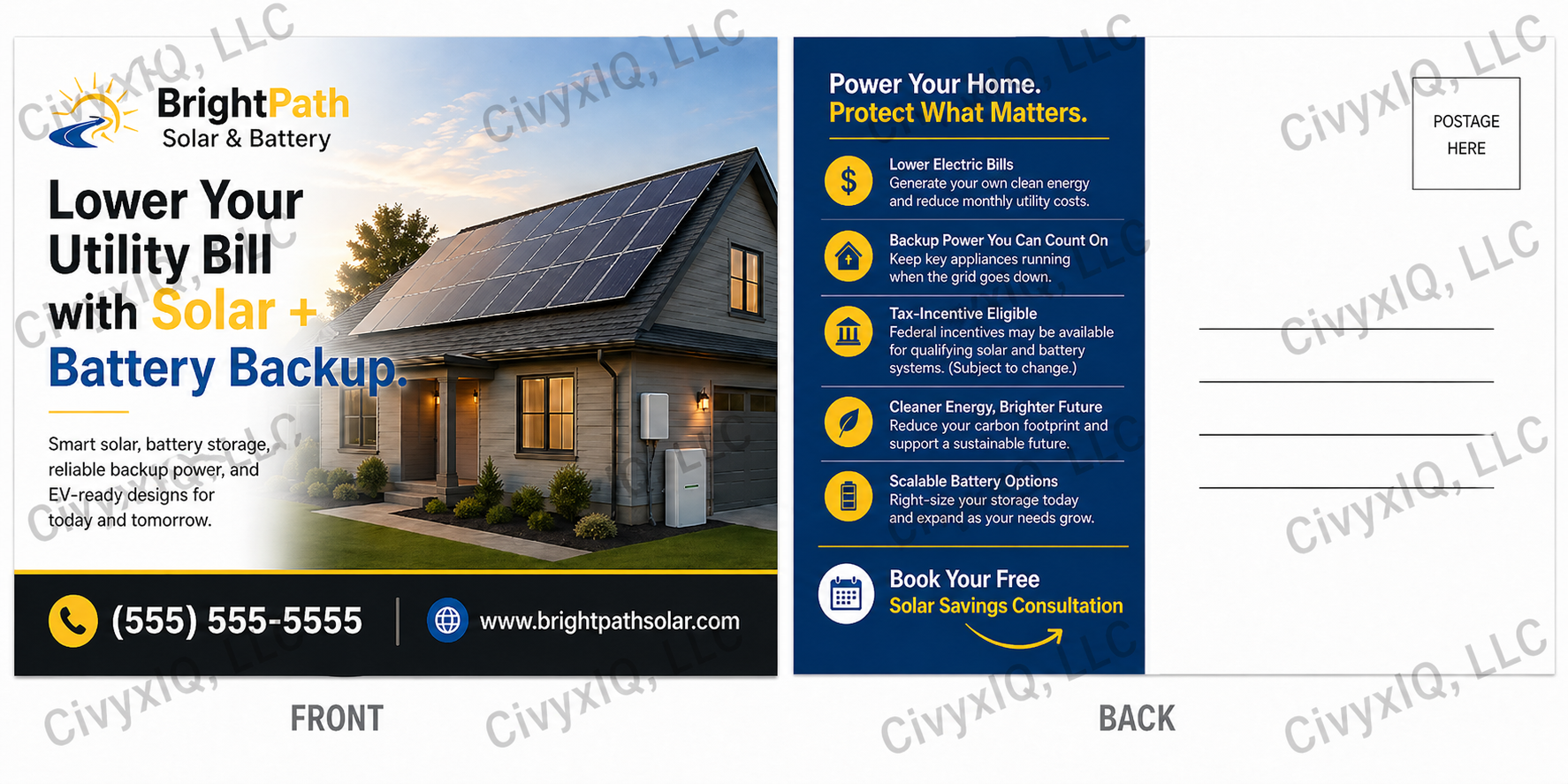 Solar & Battery postcard template